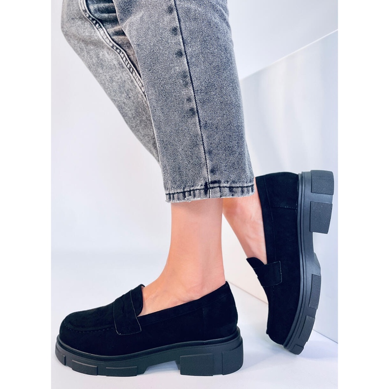 Mocassins à plateforme en suède de Jayne Black noir 2