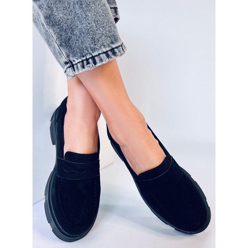 Mocassins à plateforme en suède de Jayne Black noir 1