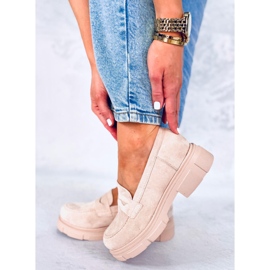 BM Mocassins à plateforme en daim de Jayne Beige 4