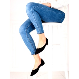 Ballerines noires pour femmes en daim écologique 1