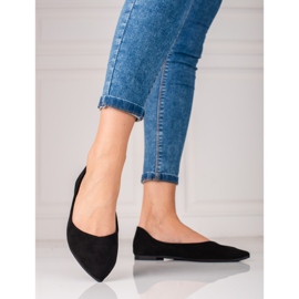Ballerines noires pour femmes en daim écologique le noir 2