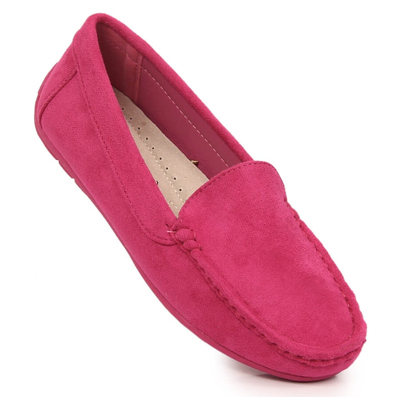 Evento Mocassins femme en daim fuchsia rose 1
