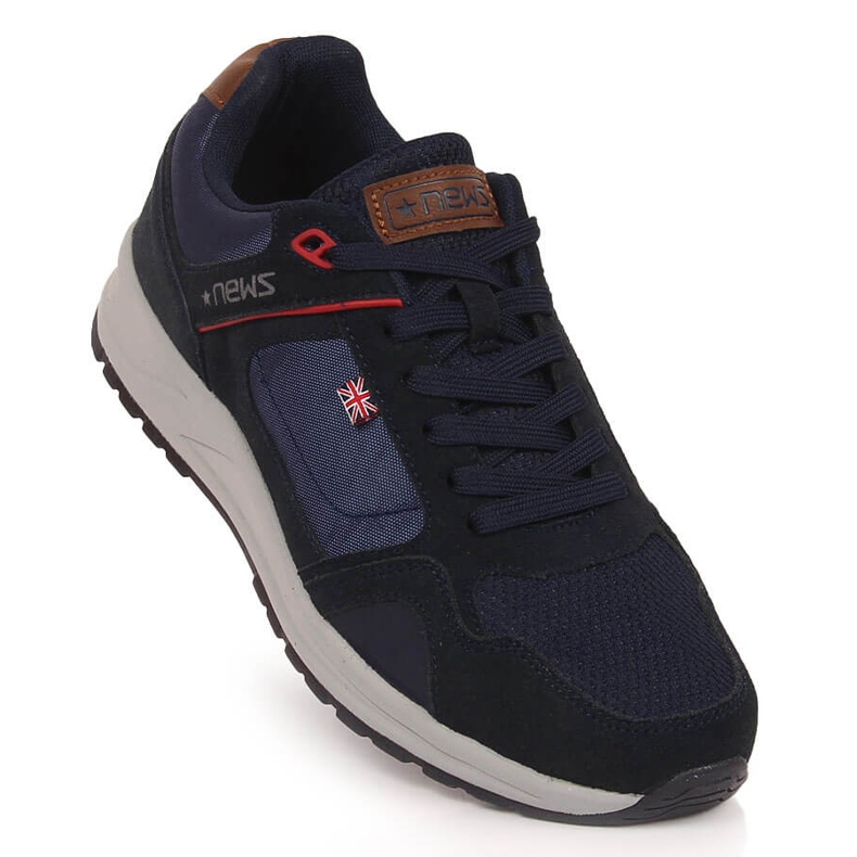NEWS chaussures de sport en cuir pour homme bleu marine 1