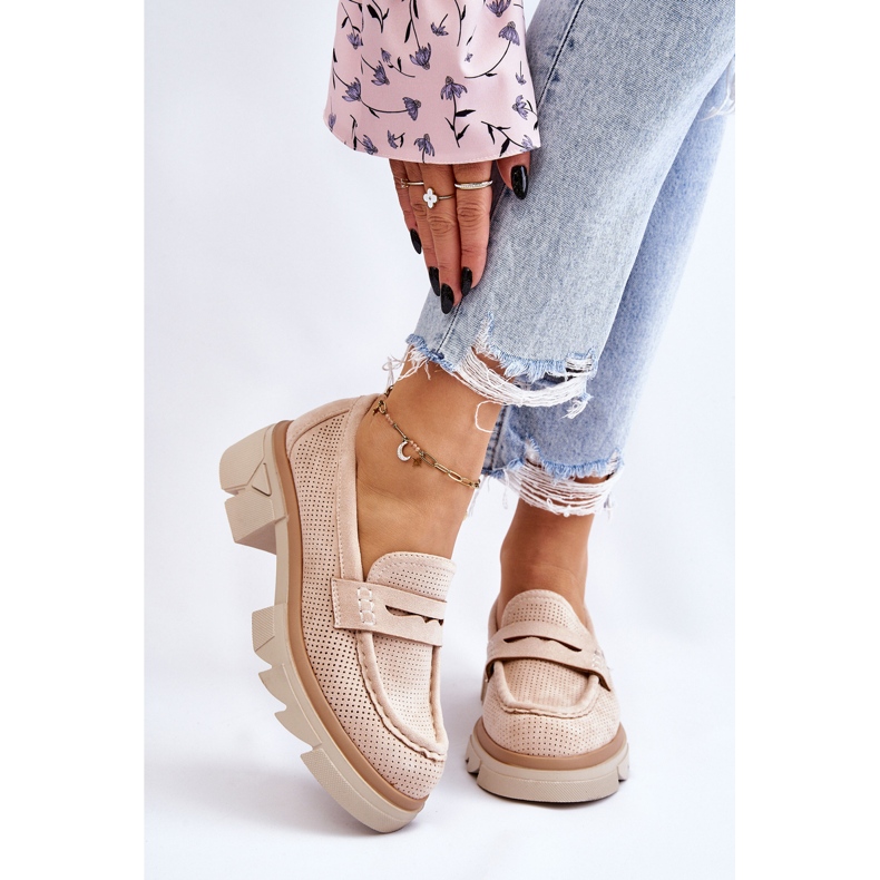 PM1 Mocassins Femme Talons Plats Beige Fletcher 2 PM1 Mocassins Femme Talons Plats Beige Fletcher 2