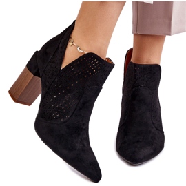 Bottes à talons hauts en daim ajouré à la mode Noir Genevi le noir 11