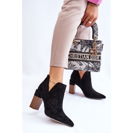 Bottes à talons hauts en daim ajouré à la mode Noir Genevi le noir 5