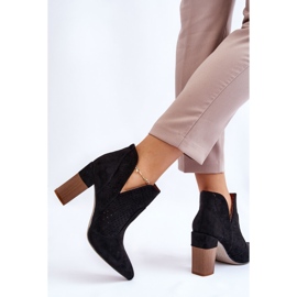 Bottes à talons hauts en daim ajouré à la mode Noir Genevi le noir 8