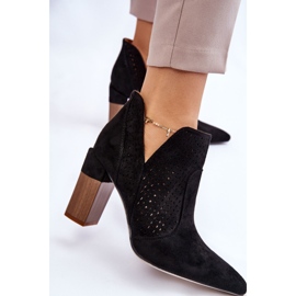 Bottes à talons hauts en daim ajouré à la mode Noir Genevi le noir 7