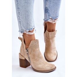 PM1 Bottines Camden Daim à Talons Chunky Beige Clair 7
