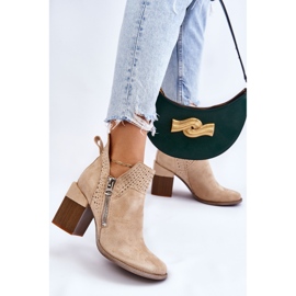 PM1 Bottines Camden Daim à Talons Chunky Beige Clair 5