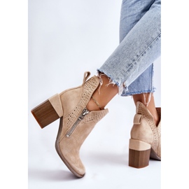PM1 Bottines Camden Daim à Talons Chunky Beige Clair 9