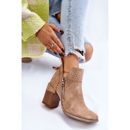 PM1 Bottes à talons épais en suède beiges Camden 8