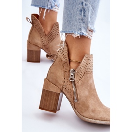 PM1 Bottes à talons épais en suède beiges Camden 6