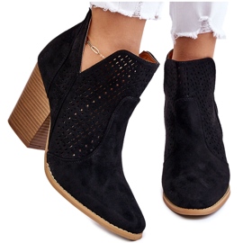 PM1 Bottes pour femmes à talon haut en daim ajouré nuances noires le noir 9