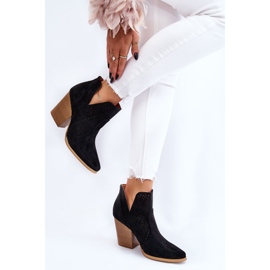 PM1 Bottes pour femmes à talon haut en daim ajouré nuances noires 2