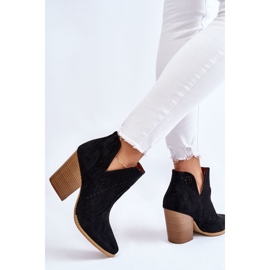 PM1 Bottes pour femmes à talon haut en daim ajouré nuances noires le noir 5