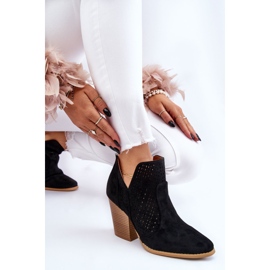 PM1 Bottes pour femmes à talon haut en daim ajouré nuances noires le noir 6