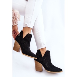 PM1 Bottes pour femmes à talon haut en daim ajouré nuances noires le noir 8