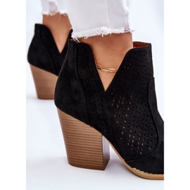 PM1 Bottes pour femmes à talon haut en daim ajouré nuances noires le noir 4