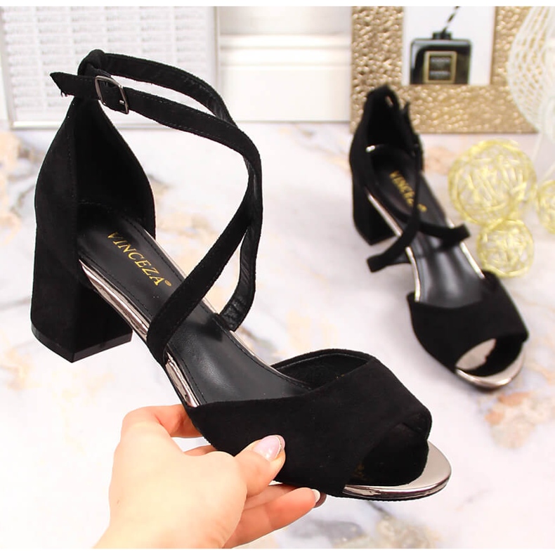 Sandales à talon femme Vinceza 20193 en daim noir 1