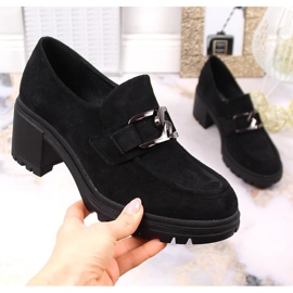 Talons hauts en daim noir avec une chaîne Vinceza 10921 le noir 2
