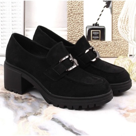 Talons hauts en daim noir avec une chaîne Vinceza 10921 le noir 3