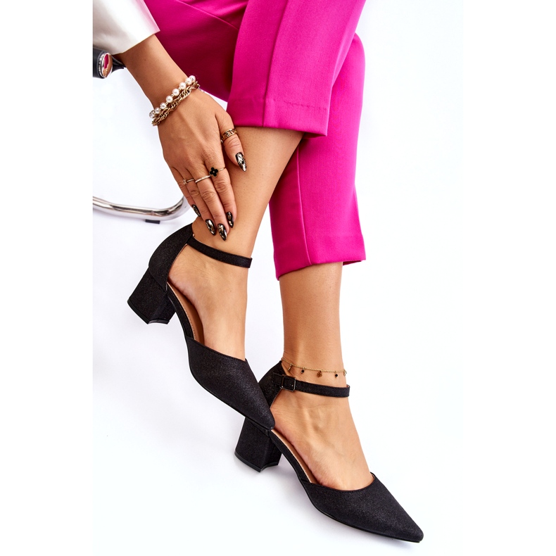 PG1 Escarpins à talons bas brillants à la mode Noir Leilany le noir 4