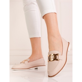Mocassins Shelovet en cuir beige, femmes 1
