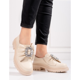 Brogues beiges pour femmes avec un nœud de Shelovet 2 Brogues beiges pour femmes avec un nœud de Shelovet 2