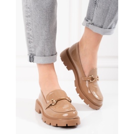 Chaussures laquées marron Shelovet beige 1