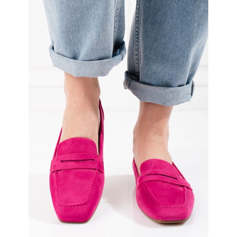 Mocassins femme Shelovet en daim fuchsia rose 2