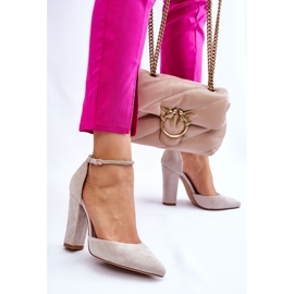 PM1 Escarpins Elégants à Talons en Daim Beige Clair Kaliya 3