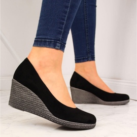 Escarpins compensés en daim noir Vinceza le noir 4