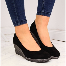 Escarpins compensés en daim noir Vinceza le noir 5