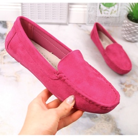 Evento Mocassins femme en daim fuchsia rose 2
