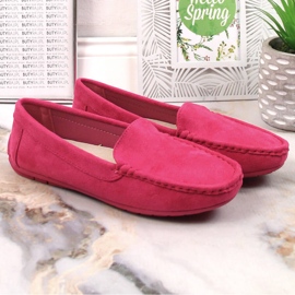 Evento Mocassins femme en daim fuchsia rose 3