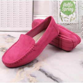 Evento Mocassins femme en daim fuchsia rose 4