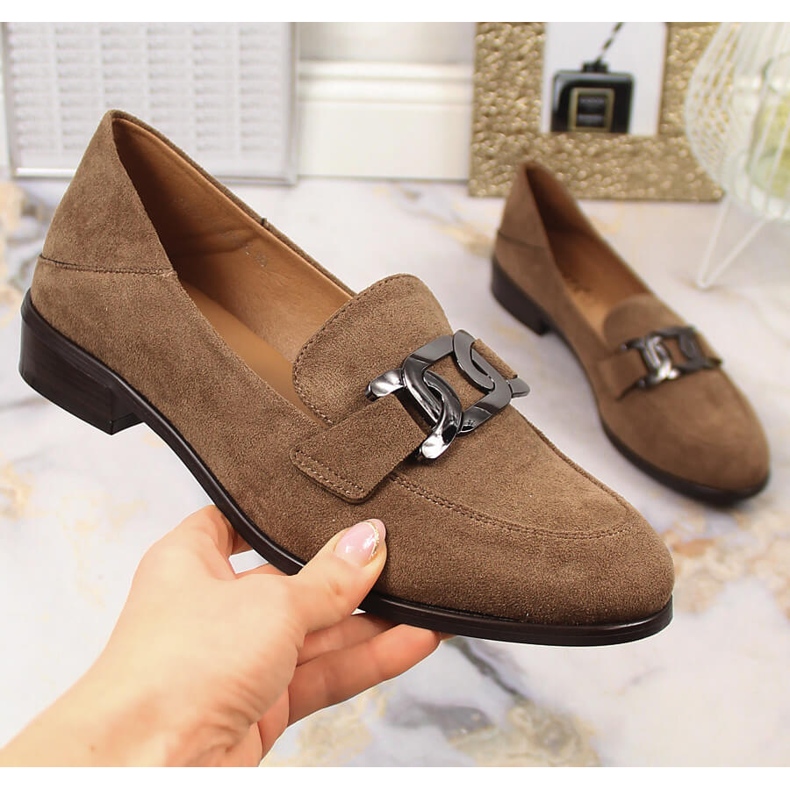 Chaussures plates en daim pour femmes marron Vinceza 10828 brun 1