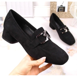 Chaussures à petit talon en daim noir Vinceza 10869 1