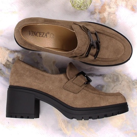 Talons hauts en daim marron avec une chaîne Vinceza 10921 brun 4