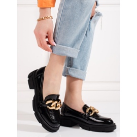 Goodin Chaussures Shelovet noires pour femme avec chaîne dorée 1