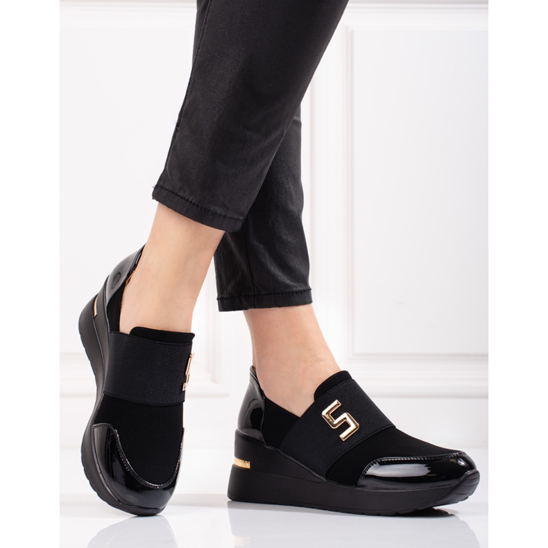 Baskets compensées noires Shelovet, femmes le noir 1