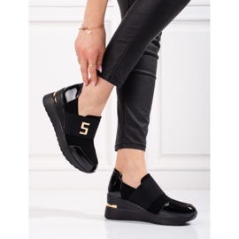 Baskets compensées noires Shelovet, femmes le noir 2