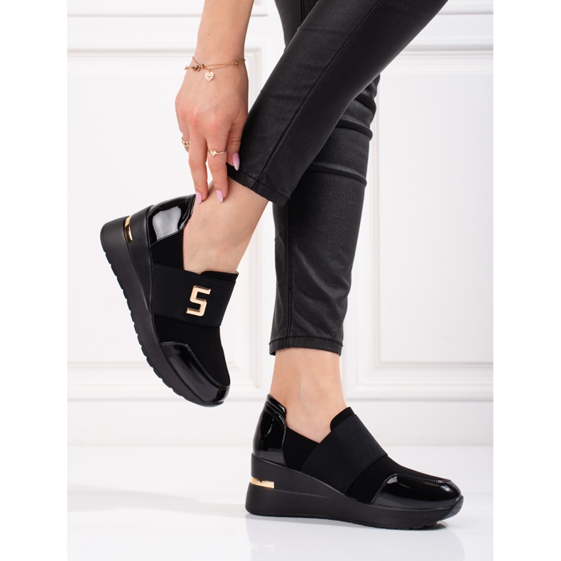 Baskets compensées noires Shelovet, femmes le noir 2