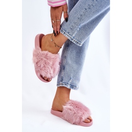 PM1 Claquettes en fourrure de caoutchouc violet clair Allyson rose 2