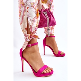 PS1 Sandales élégantes en daim sur talon haut Averie fuchsia rose 3
