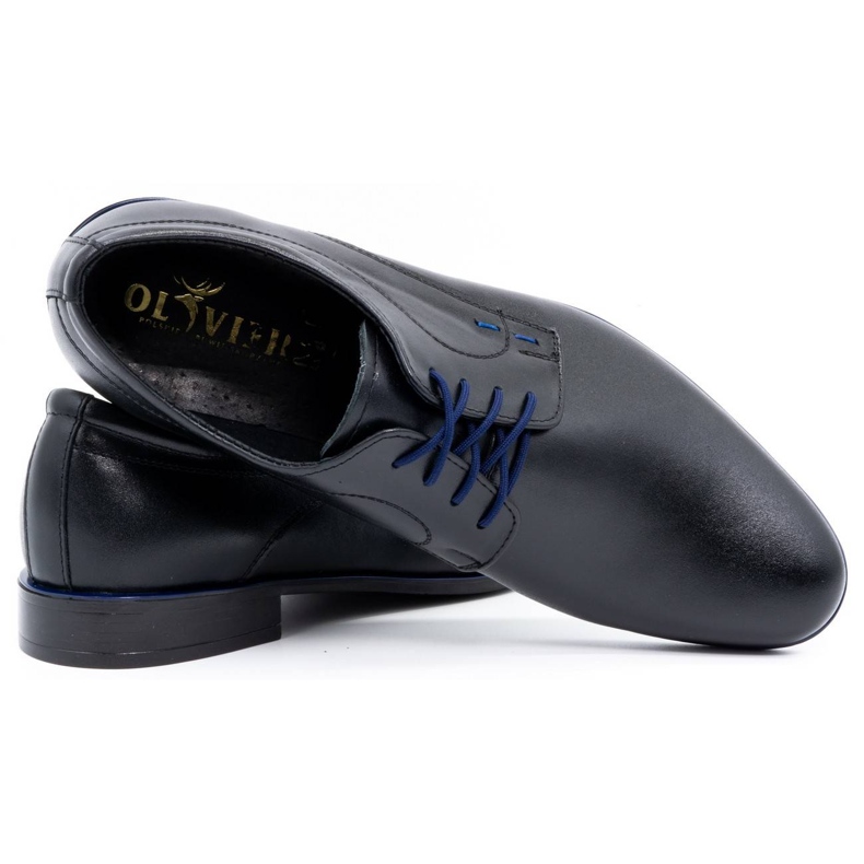 Olivier Chaussures habillées en cuir pour hommes 277 noir avec bleu 3
