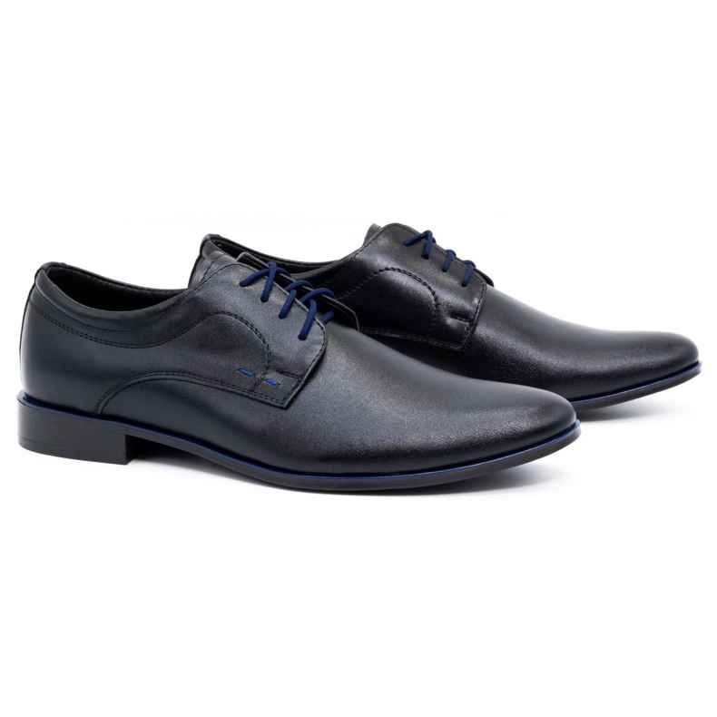 Olivier Chaussures habillées en cuir pour hommes 277 noir avec bleu le noir 2