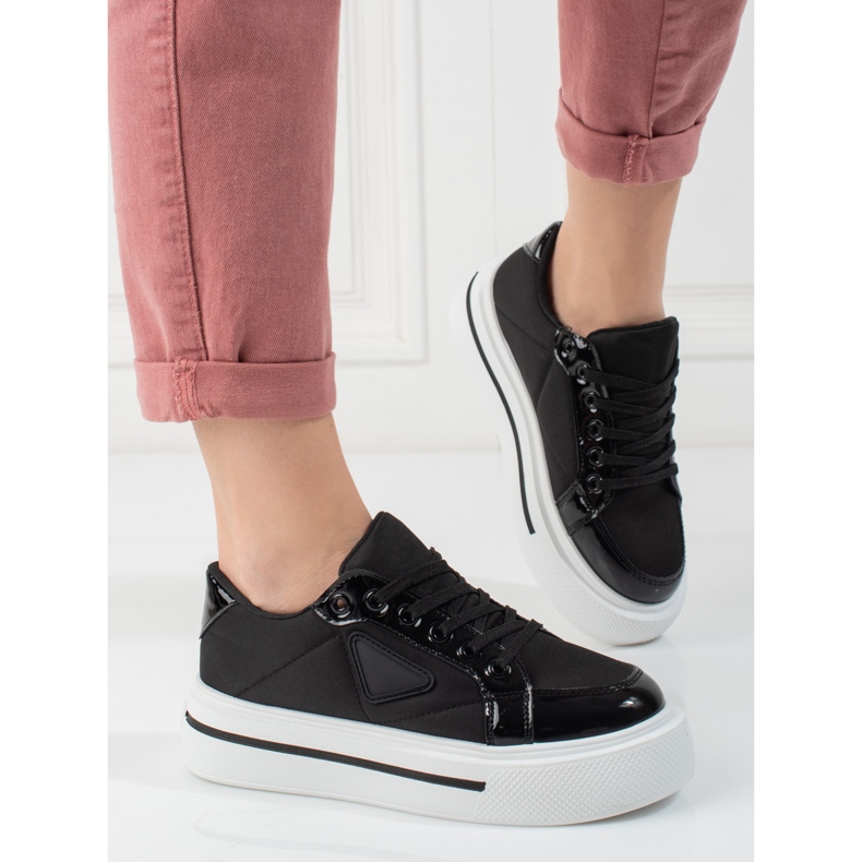 Chaussures de sport à plateforme Shelovet noires pour femmes le noir 2