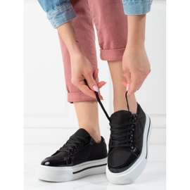 Chaussures de sport à plateforme Shelovet noires pour femmes 1